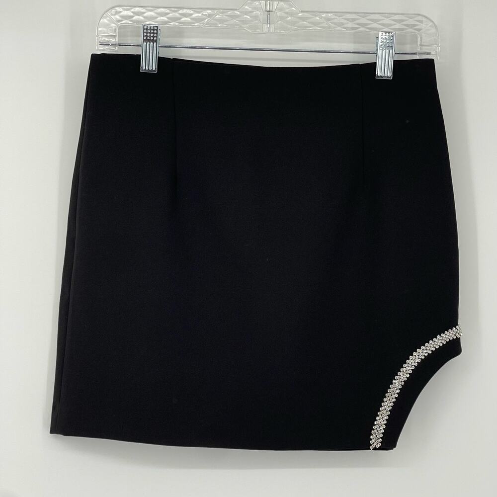 Zara Black Midi Skirt with Pearl Detail
